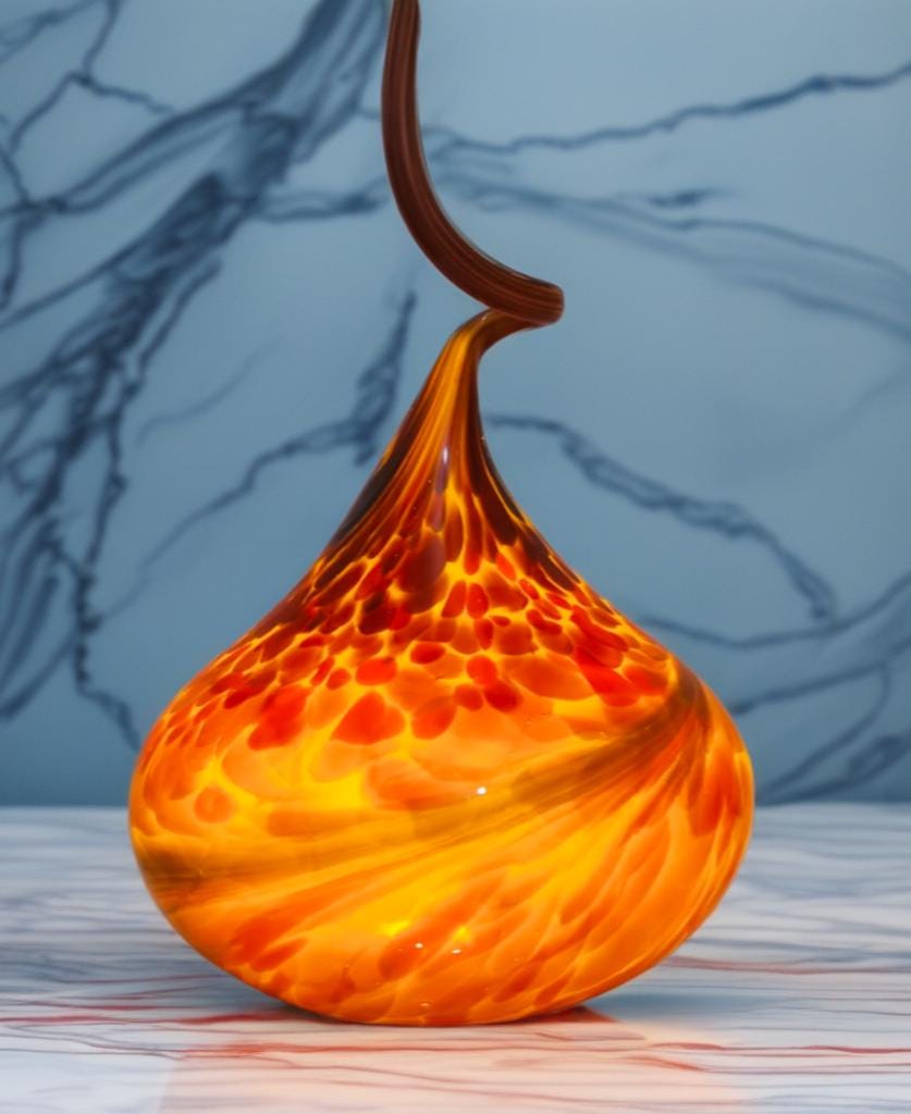 Red Glass Flame Lamp: Artisan USB Mood Light, Cosy Ambient Decor