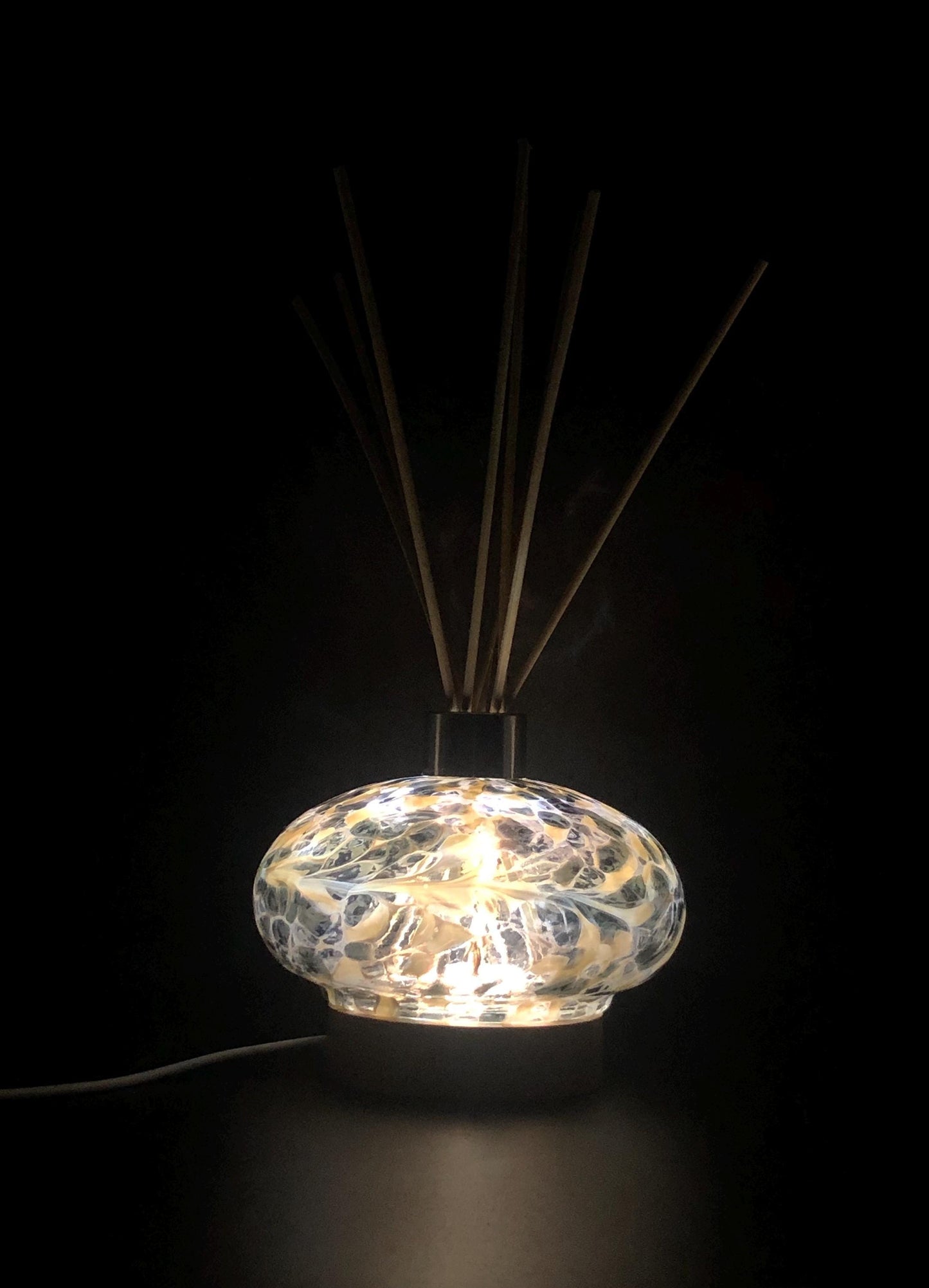 Handcrafted Glass Diffuser Lamp with Wood Stopper & LED Base