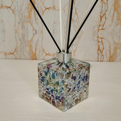 Handcrafted Iridescent Glass Diffuser Bottle: Artisan Home Fragrance