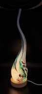 Hand Blown Glass Flame Lamp: LED Ambient Light, Unique Art Decor