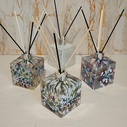 Handcrafted Iridescent Glass Diffuser Bottle: Artisan Home Fragrance